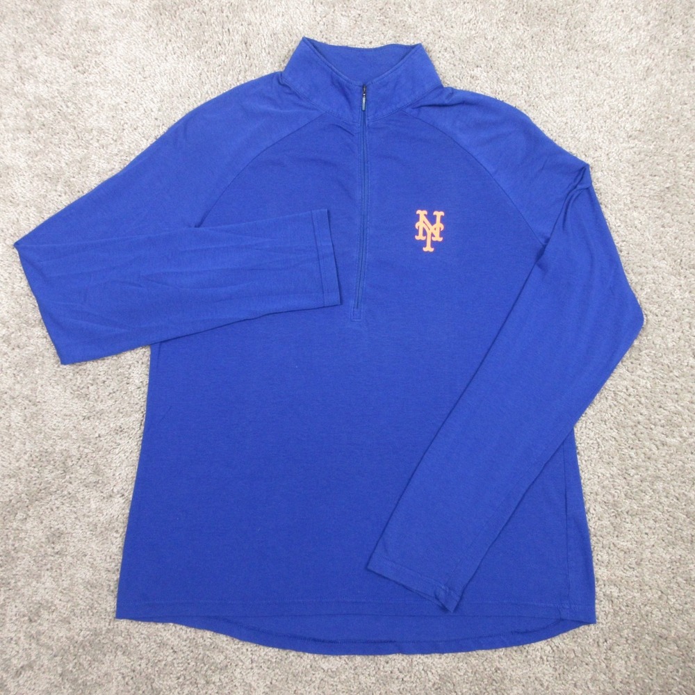 New York Mets Sweater Womens Large Blue Under Armour 1/4 Zip Pullover Fanatics